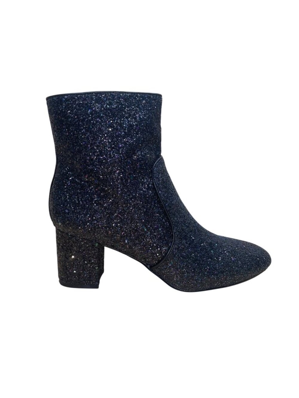 J. Crew Women’s Black Glitter Synthetic Zipper Block Heel Ankle Boots Size 9.5